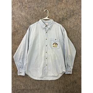 Vtg Walt Disney Gallery Donald Duck Denim Shirt 65 Fiesty Yrs Pocket Large